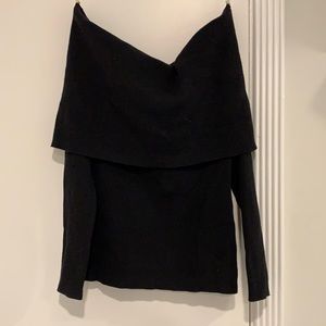 Wilfred Off the Shoulder Black Knit Sweater